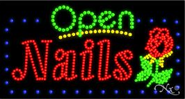LED SIGN : Open Nails #25408
