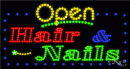 LED SIGN : Open Hair & Nails #25406