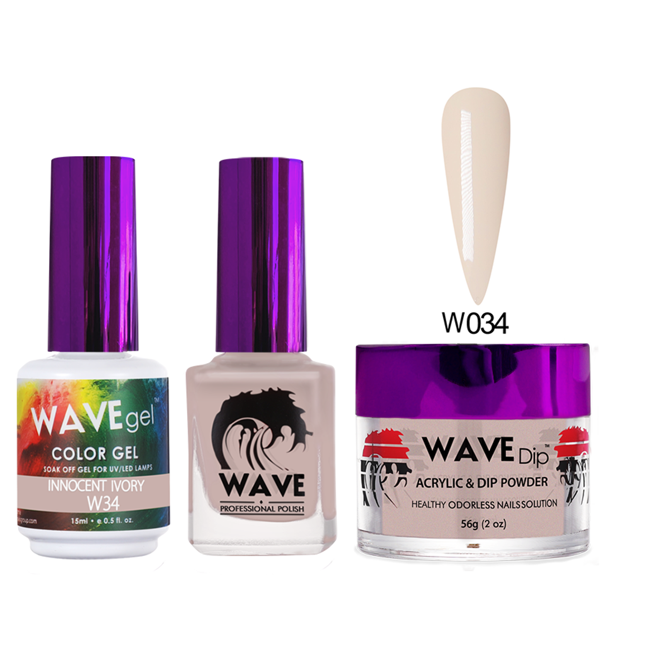 Simplicity Acrylic Wave Dip powder 2oz - #W034 Innocent Ivory