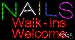 LED Sign - Nails Walk-ins Welc. #20330